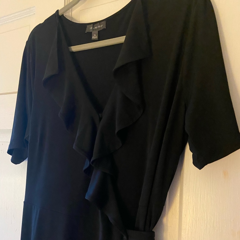 Black wrap dress with ruffle